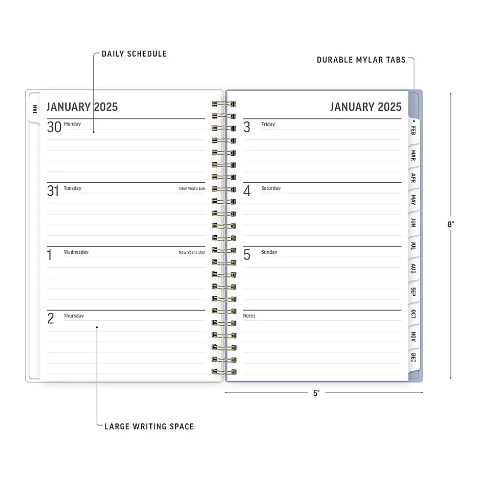 2025 Blue Sky Nalakina 5" x 8" Weekly & Monthly Planner, Plastic Cover, Blue (152240)