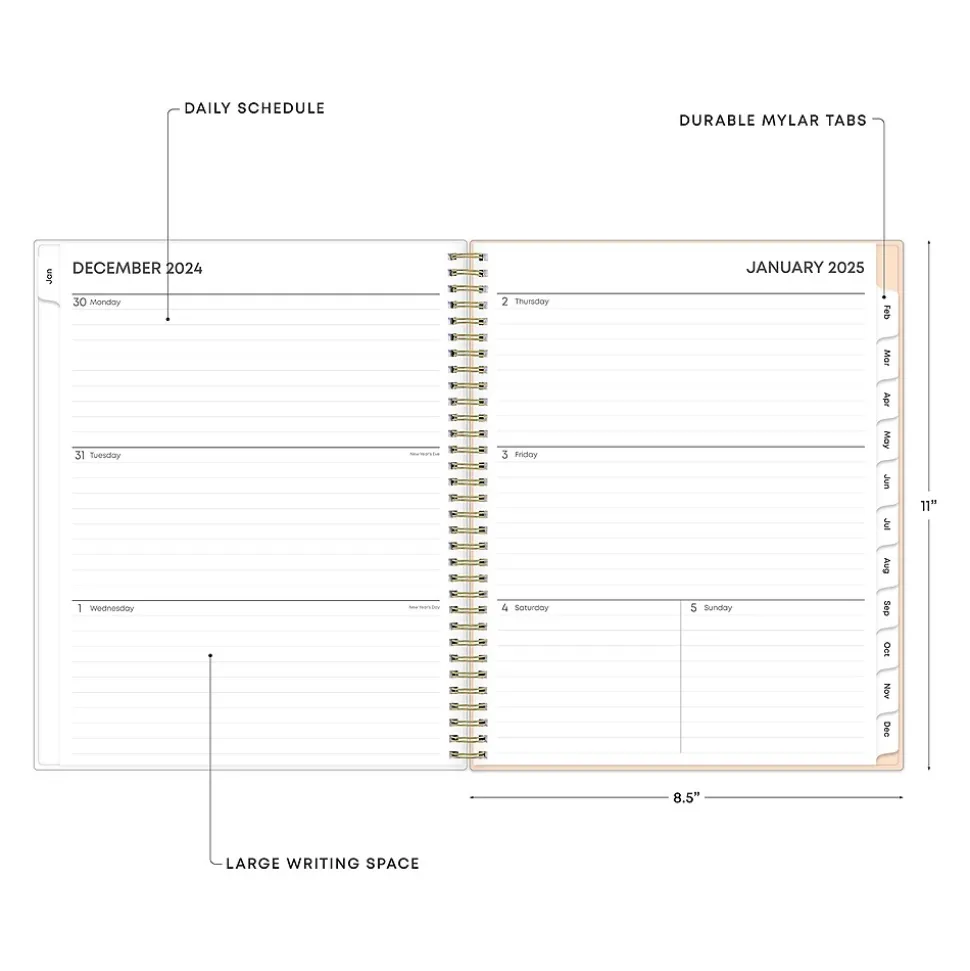 2025 Blue Sky Natalya 8.5" x 11" Weekly & Monthly Planner, Plastic Cover, Pink/White (148764-25)