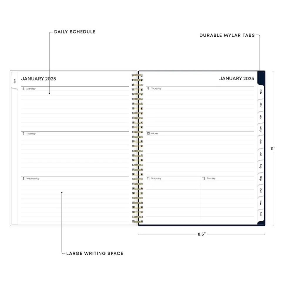 2025 Blue Sky Nightfall 8.5" x 11" Weekly & Monthly Planner, Plastic Cover, Multicolor (150545)
