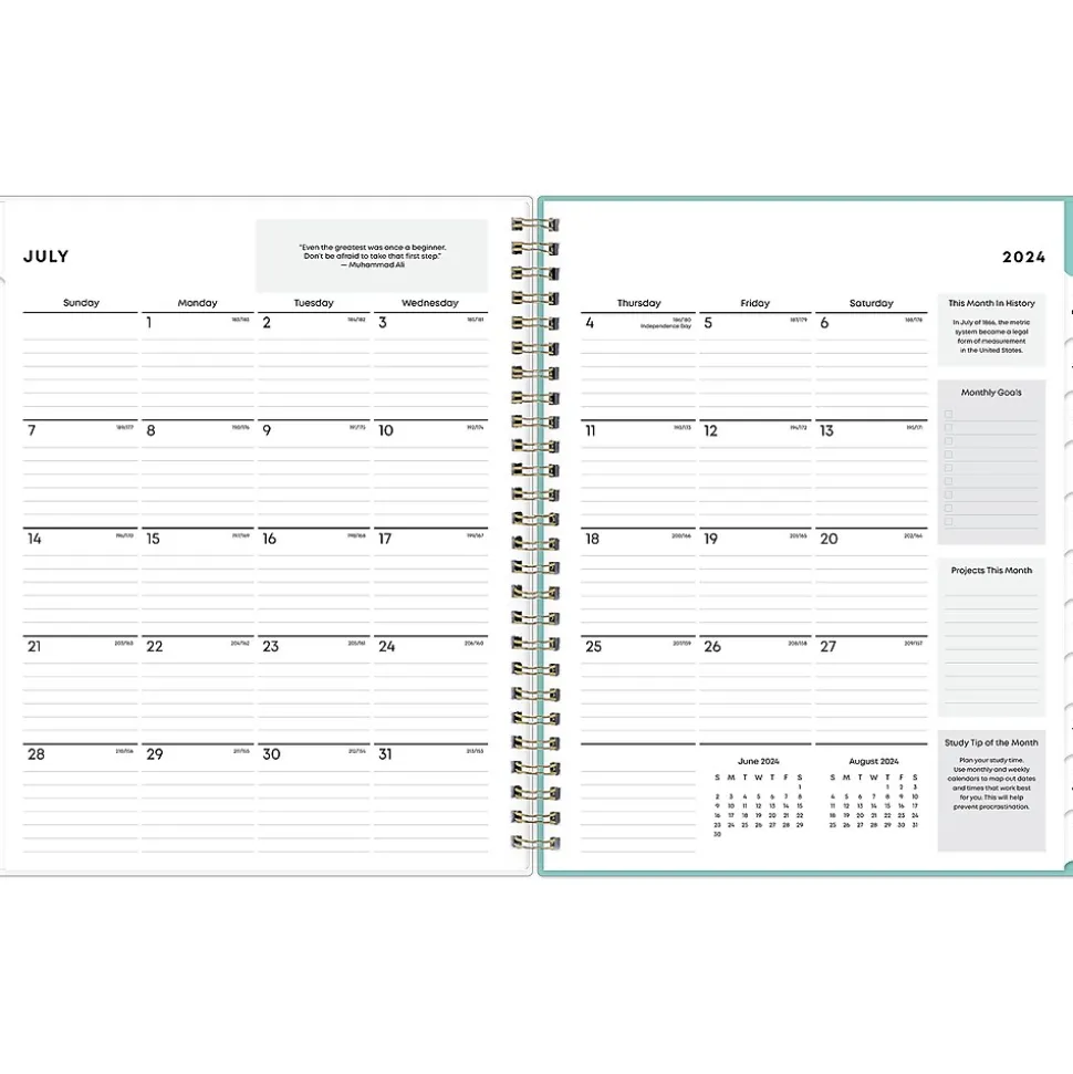 2024-2025 Blue Sky Ombre Map 7" x 9" Academic Weekly & Monthly Student Planner, Plastic Cover, Multicolor (145019)
