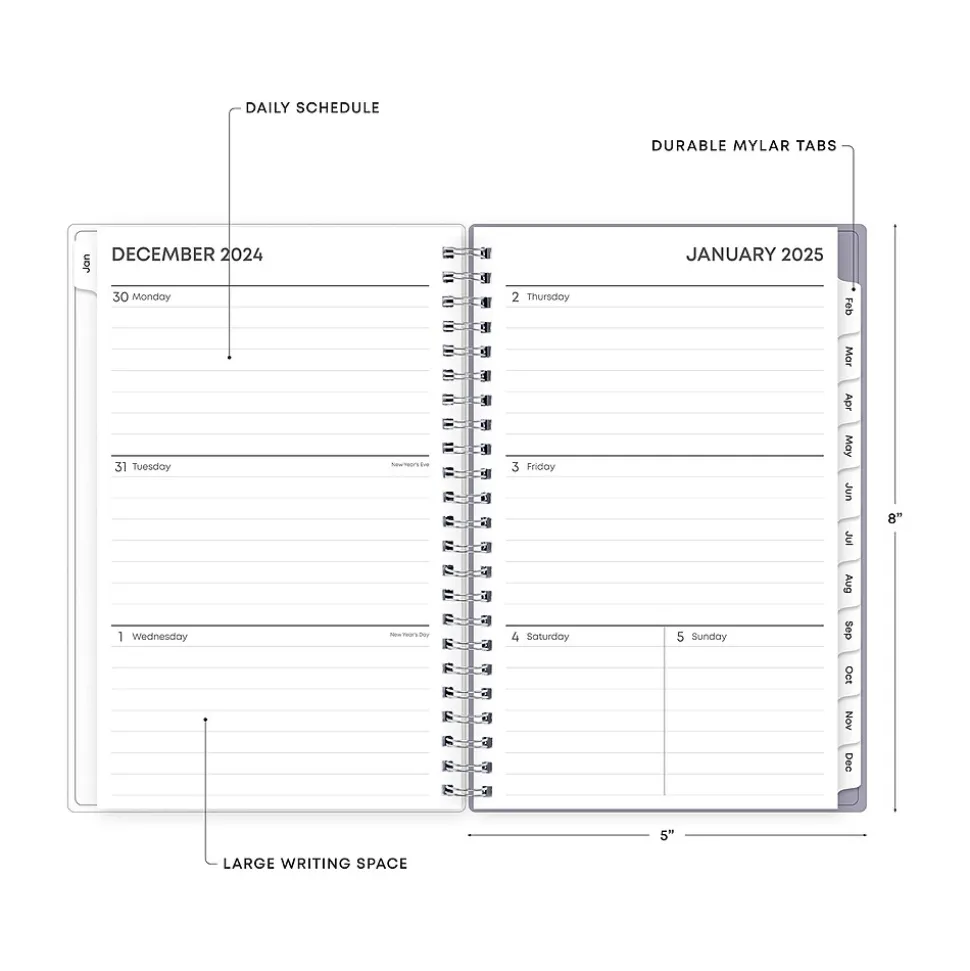 2025 Blue Sky Rue Du Flore 5" x 8" Weekly & Monthly Planner, Plastic Cover, Green/Purple (101603-25)