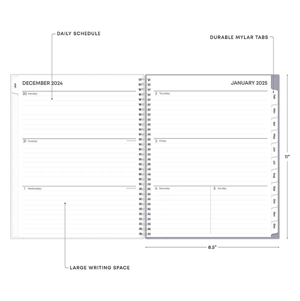 2025 Blue Sky Rue Du Flore 8.5" x 11" Weekly & Monthly Planner, Plastic Cover, Green/Gray (101602-25)