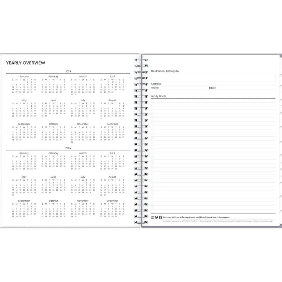 2025 Blue Sky Rue Du Flore 8" x 10" Monthly Planner, Plastic Cover, Green/Gray (101605-25)