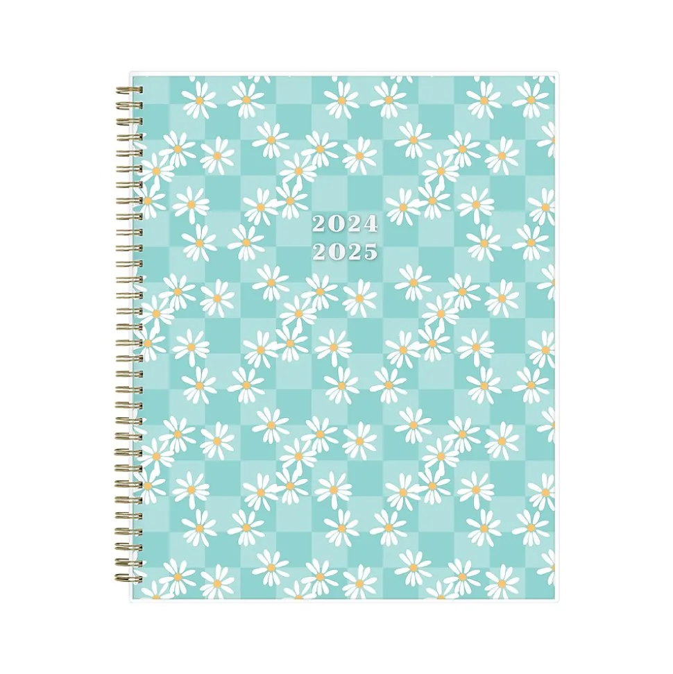 2024-2025 Blue Sky Sandra Check 8.5" x 11" Academic Weekly & Monthly Student Planner, Plastic Cover, Mint Green/White