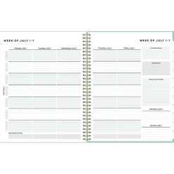 2024-2025 Blue Sky Sandra Check 8.5" x 11" Academic Weekly & Monthly Student Planner, Plastic Cover, Mint Green/White