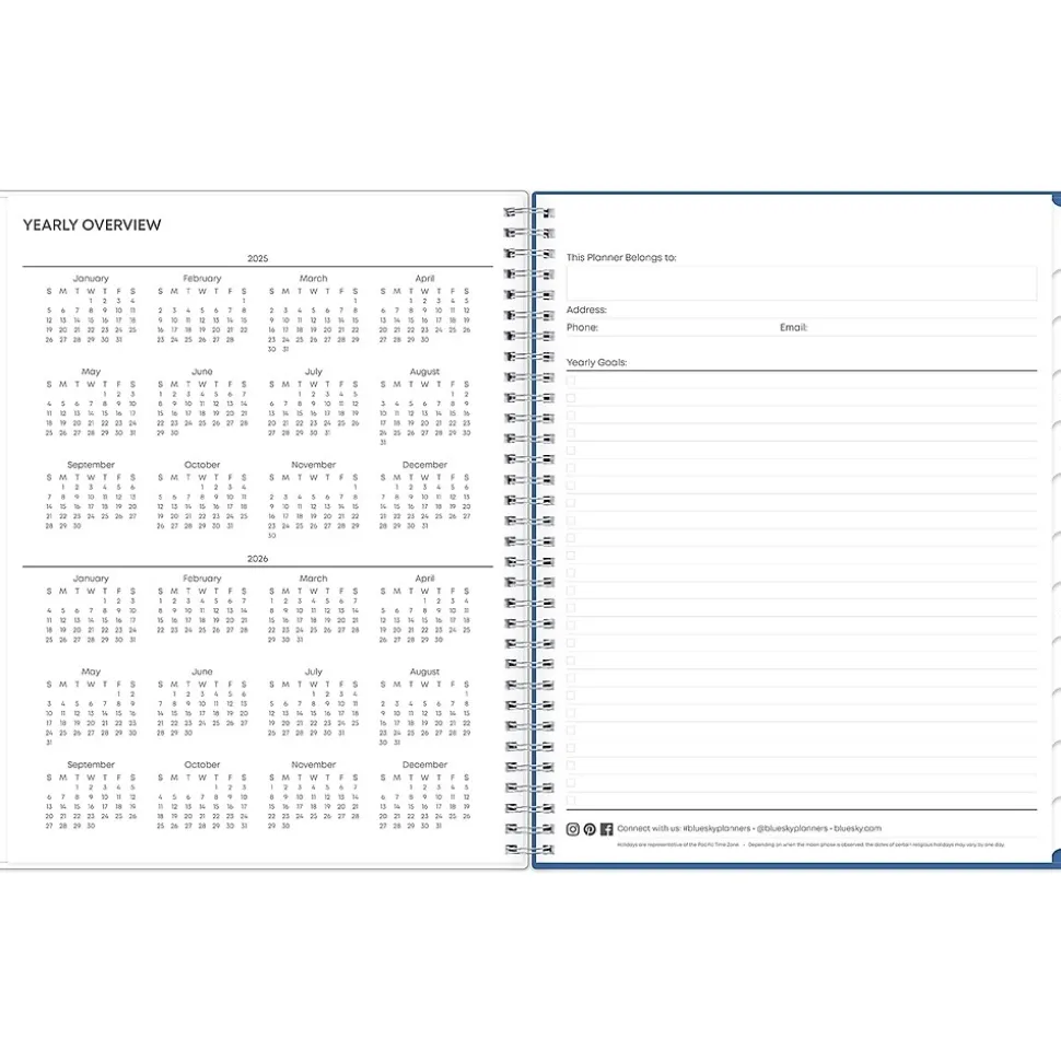 2025 Blue Sky Savoy Cool 8.5" x 11" Weekly & Monthly Planner, Plastic Cover, Blue (148762-25)