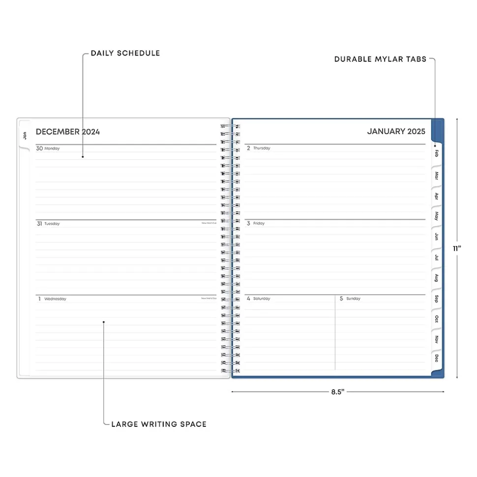 2025 Blue Sky Savoy Cool 8.5" x 11" Weekly & Monthly Planner, Plastic Cover, Blue (148762-25)