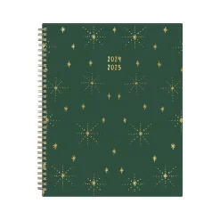 2024-2025 Blue Sky Shining Sky 8.5" x 11" Academic Weekly & Monthly Planner, Plastic Cover, Dark Green/Gold (150002)