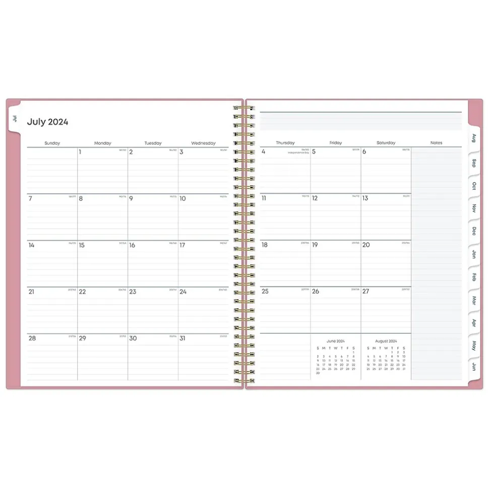 2024-2025 Blue Sky Teacher Lesson 8.5" x 11" Academic Weekly & Monthly Planner, Plastic Cover, Pink (145032)