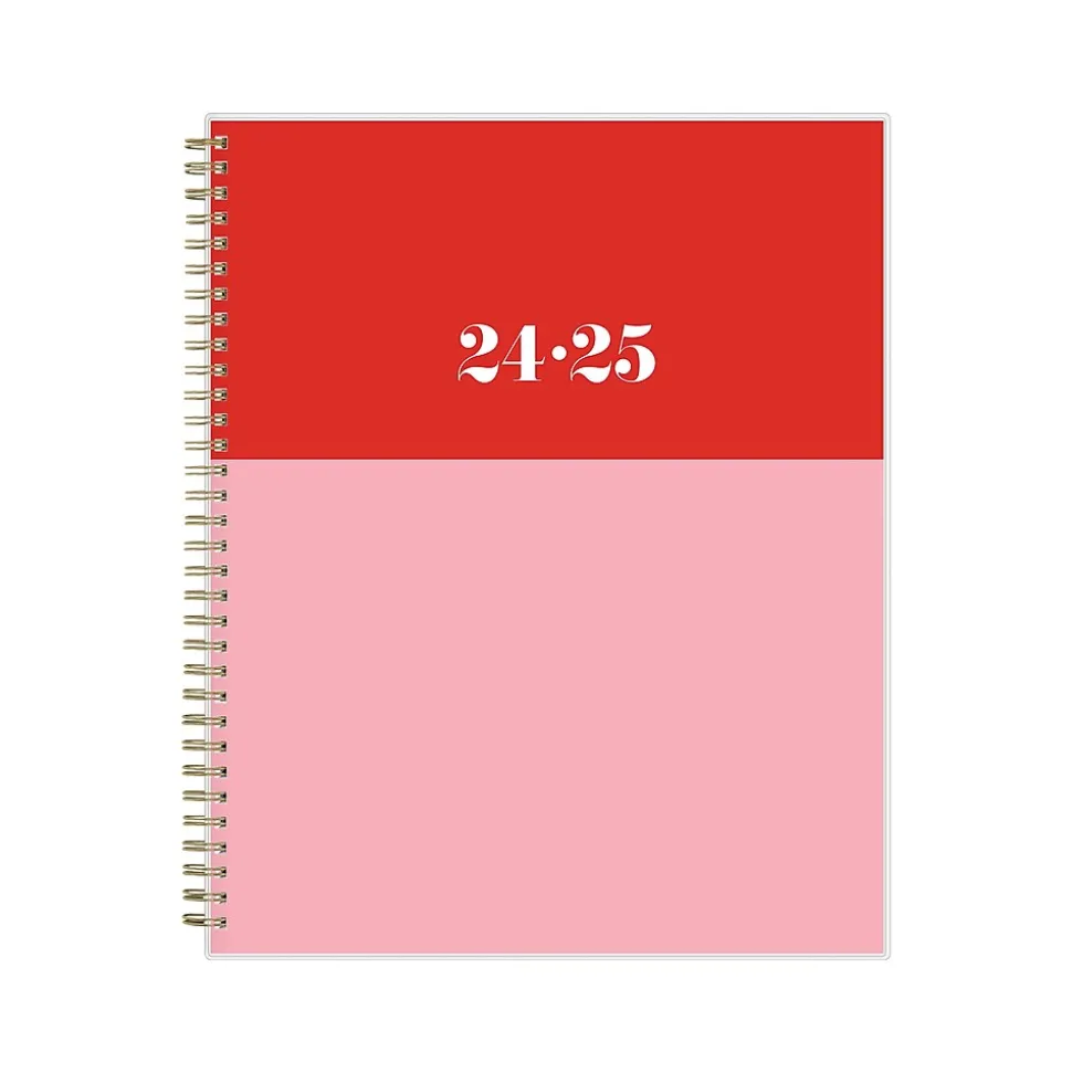 2024-2025 Blue Sky The House That Lars Built Color-Block Pink 8.5" x 11" Academic Weekly & Monthly Planner, Plastic Cover