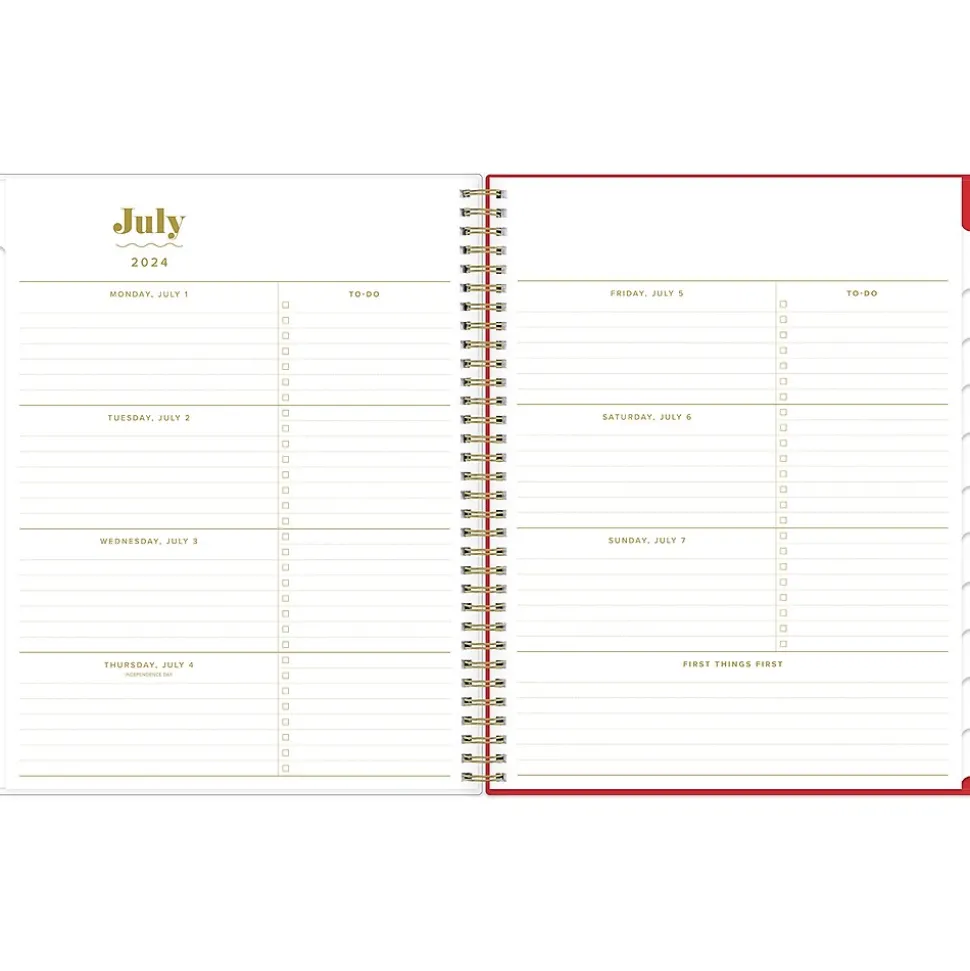 2024-2025 Blue Sky The House That Lars Built Color-Block Pink 8.5" x 11" Academic Weekly & Monthly Planner, Plastic Cover