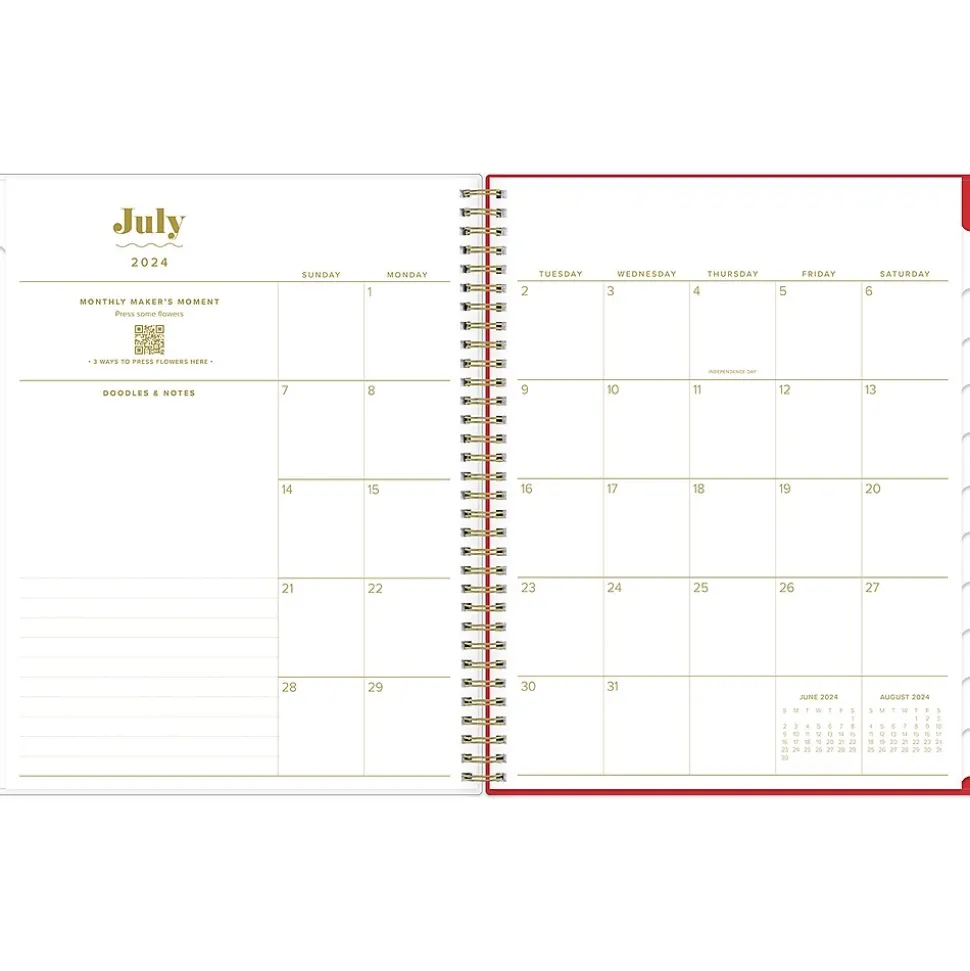 2024-2025 Blue Sky The House That Lars Built Color-Block Pink 8.5" x 11" Academic Weekly & Monthly Planner, Plastic Cover