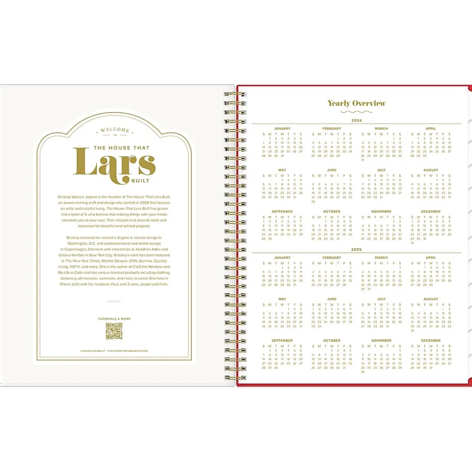 2024-2025 Blue Sky The House That Lars Built Color-Block Pink 8.5" x 11" Academic Weekly & Monthly Planner, Plastic Cover