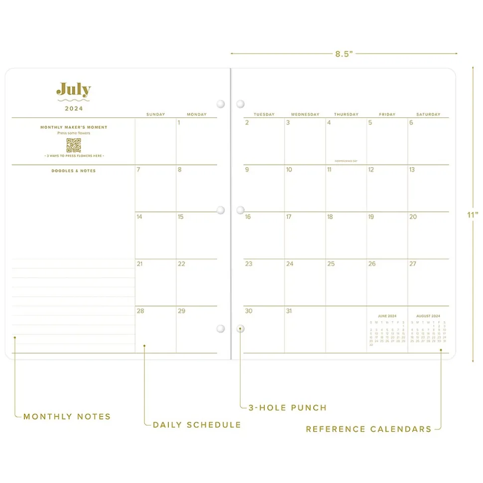 2024-2025 Blue Sky The House That Lars Built Aster 8.5" x 11" Academic Monthly Planner, Paper Cover, Multicolor (145925)