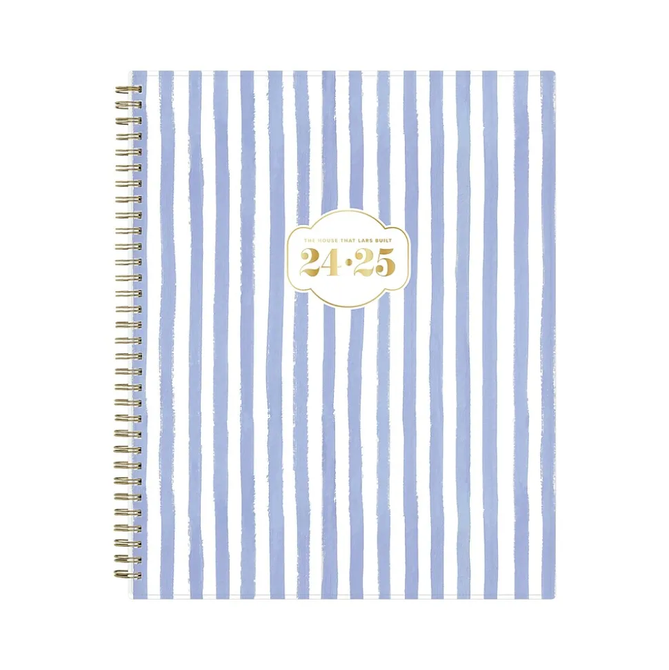 2024-2025 Blue Sky The House That Lars Built Blue Stripe 8.5" x 11" Academic Weekly & Monthly Planner, White/Blue (149846)