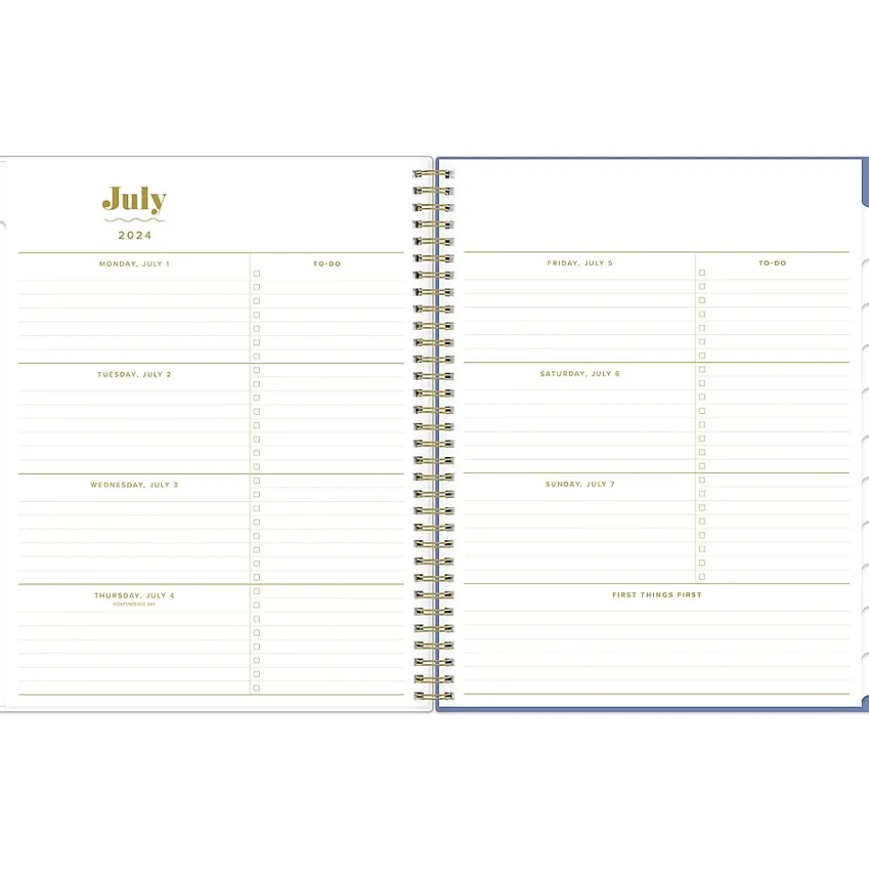 2024-2025 Blue Sky The House That Lars Built Blue Stripe 8.5" x 11" Academic Weekly & Monthly Planner, White/Blue (149846)