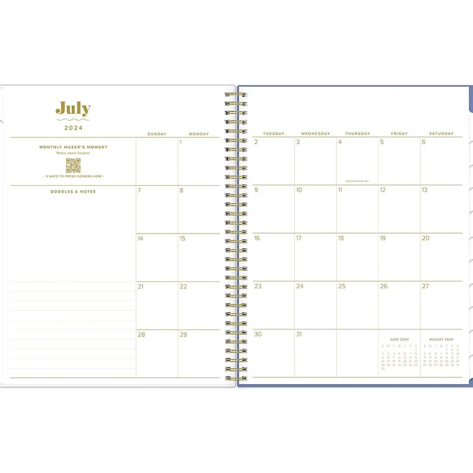 2024-2025 Blue Sky The House That Lars Built Blue Stripe 8.5" x 11" Academic Weekly & Monthly Planner, White/Blue (149846)