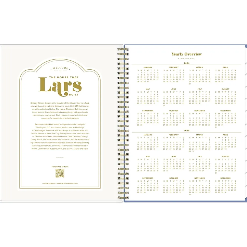 2024-2025 Blue Sky The House That Lars Built Blue Stripe 8.5" x 11" Academic Weekly & Monthly Planner, White/Blue (149846)