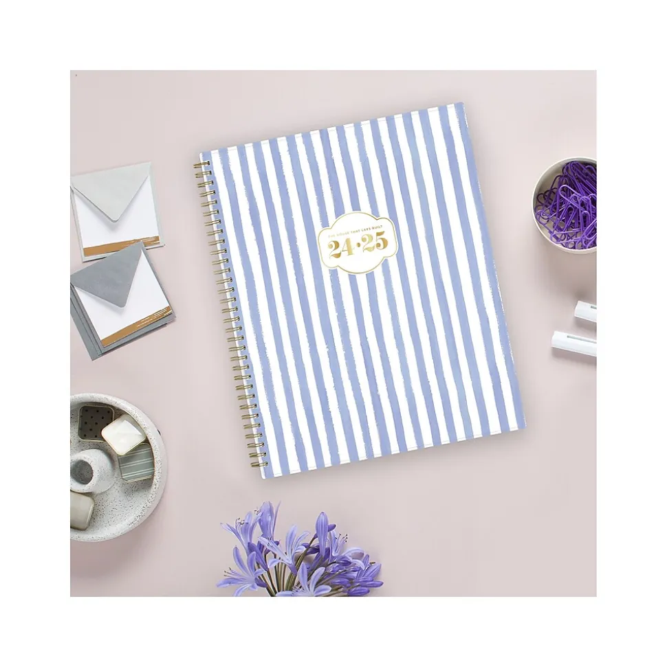 2024-2025 Blue Sky The House That Lars Built Blue Stripe 8.5" x 11" Academic Weekly & Monthly Planner, White/Blue (149846)