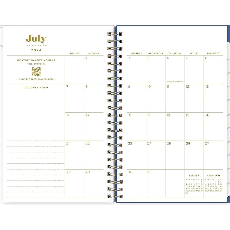2024-2025 Blue Sky The House That Lars Built Yellow Floral 5" x 8" Academic Weekly & Monthly Planner, Plastic Cover
