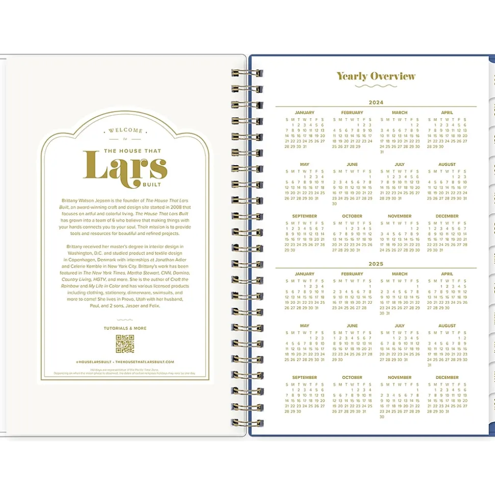 2024-2025 Blue Sky The House That Lars Built Yellow Floral 5" x 8" Academic Weekly & Monthly Planner, Plastic Cover