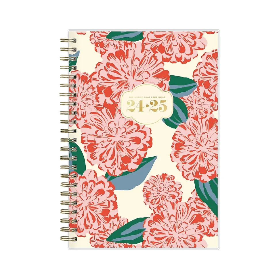 2024-2025 Blue Sky The House That Lars Built Gloria's Zinnias 5" x 8" Academic Weekly & Monthly Planner, Plastic Cover