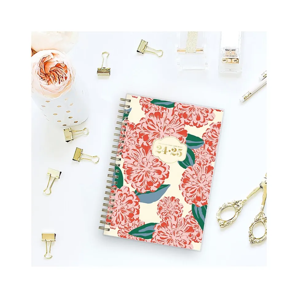 2024-2025 Blue Sky The House That Lars Built Gloria's Zinnias 5" x 8" Academic Weekly & Monthly Planner, Plastic Cover