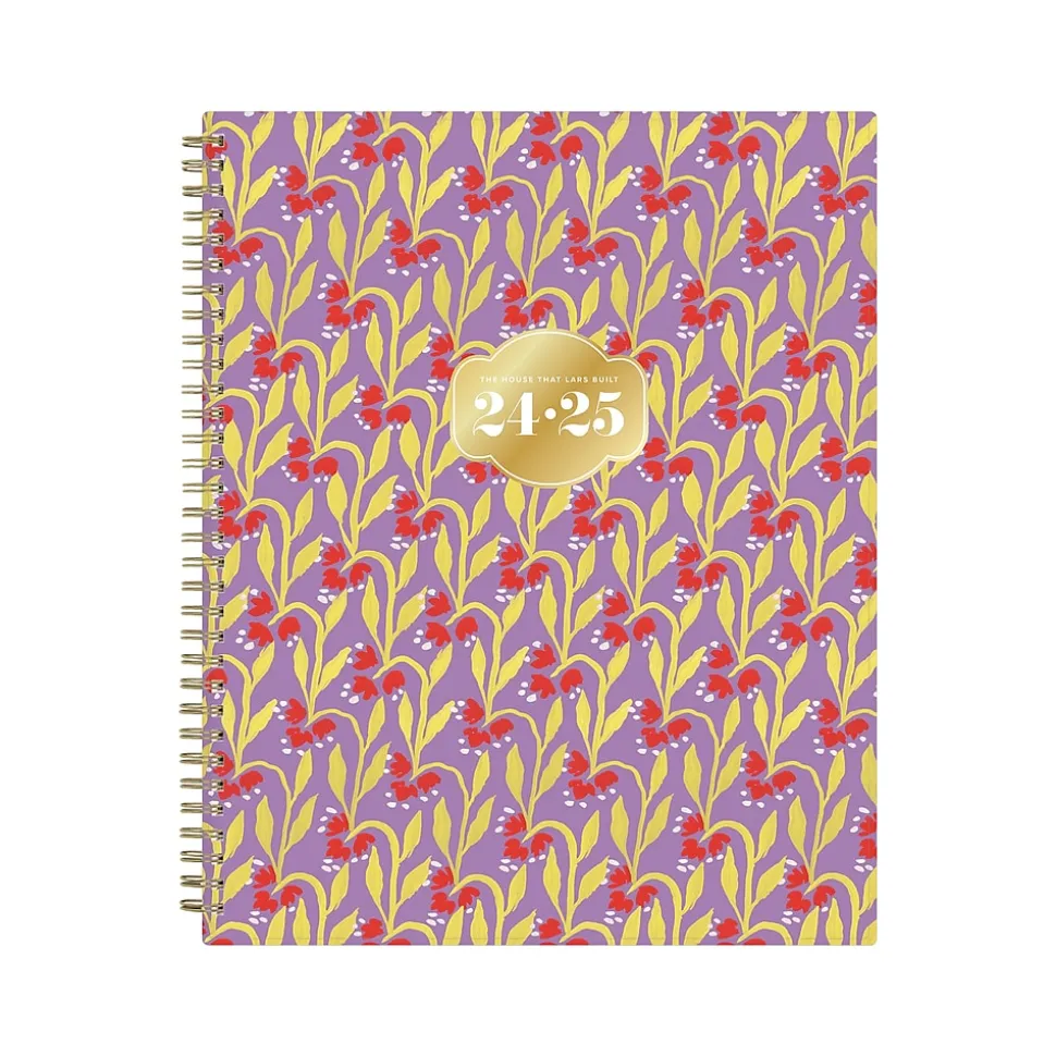 2024-2025 Blue Sky The House That Lars Built Lilac Red Floral 8.5" x 11" Academic Weekly & Monthly Planner, Plastic Cover