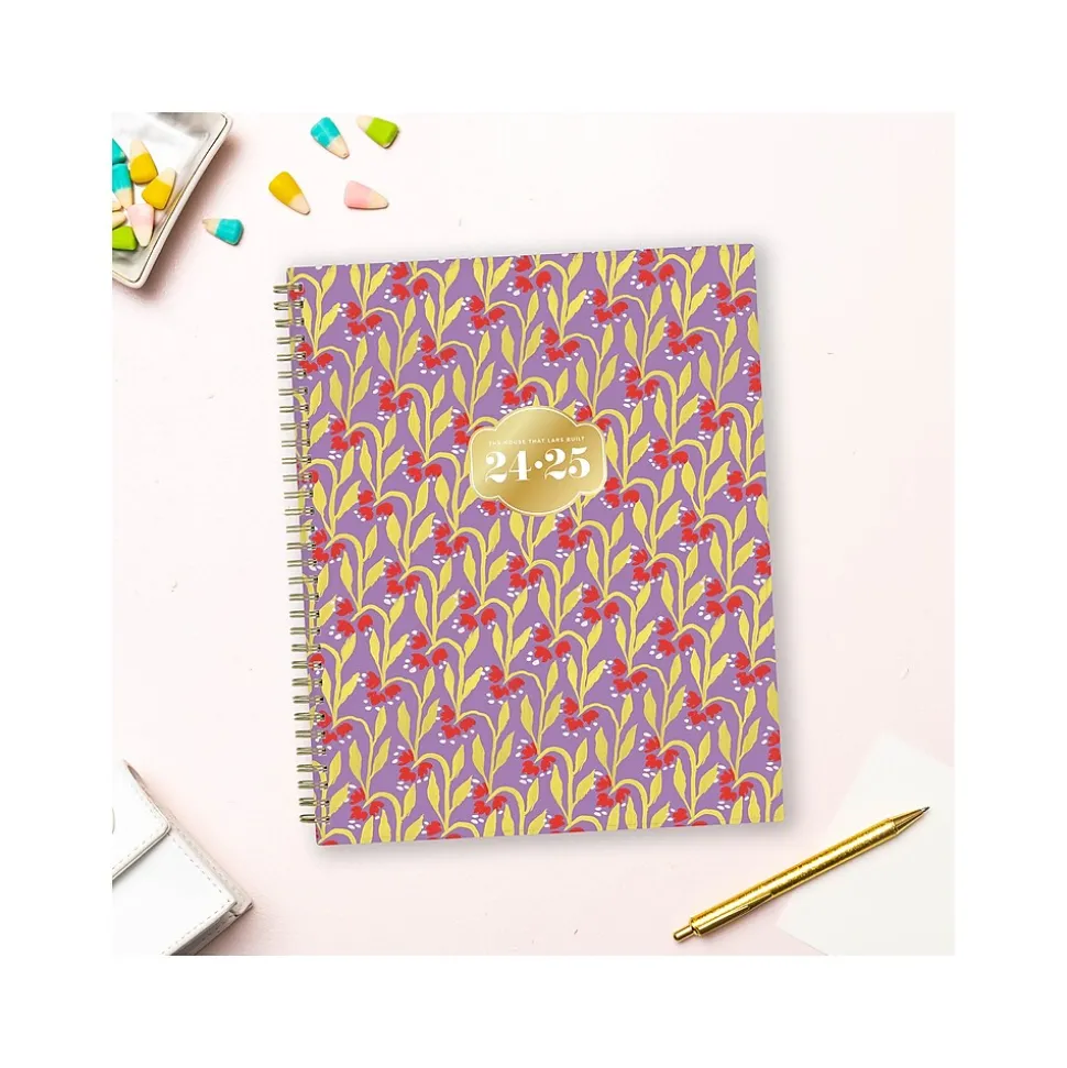 2024-2025 Blue Sky The House That Lars Built Lilac Red Floral 8.5" x 11" Academic Weekly & Monthly Planner, Plastic Cover