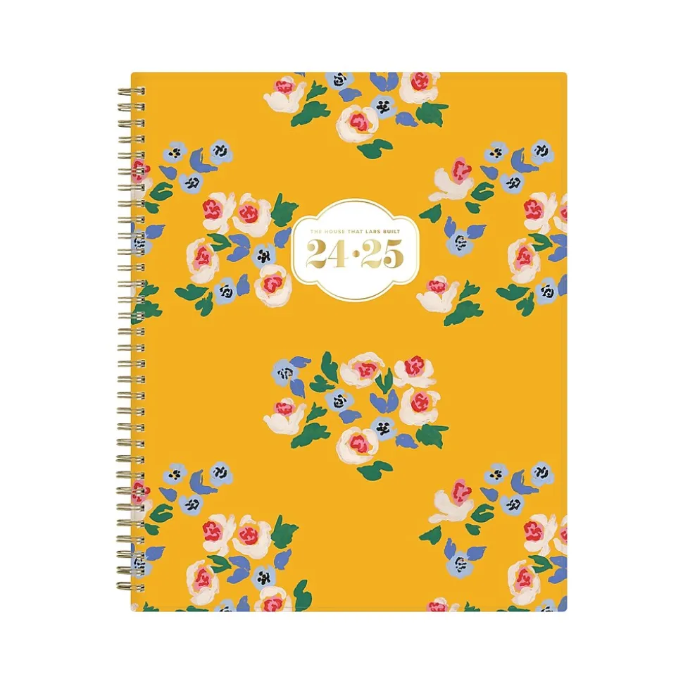 2024-2025 Blue Sky The House That Lars Built Yellow Floral 8.5" x 11" Academic Weekly & Monthly Planner, Plastic Cover