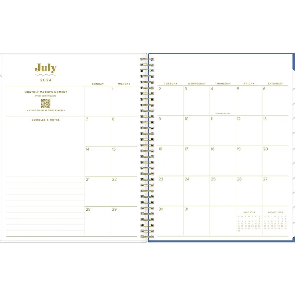 2024-2025 Blue Sky The House That Lars Built Yellow Floral 8.5" x 11" Academic Weekly & Monthly Planner, Plastic Cover