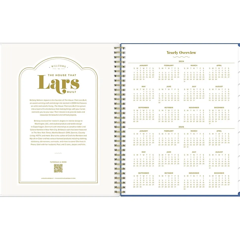 2024-2025 Blue Sky The House That Lars Built Yellow Floral 8.5" x 11" Academic Weekly & Monthly Planner, Plastic Cover