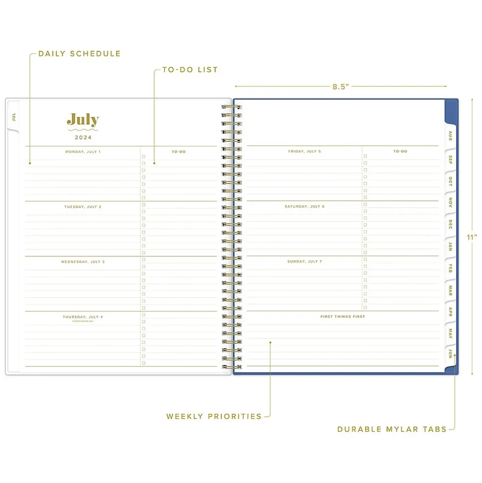 2024-2025 Blue Sky The House That Lars Built Yellow Floral 8.5" x 11" Academic Weekly & Monthly Planner, Plastic Cover