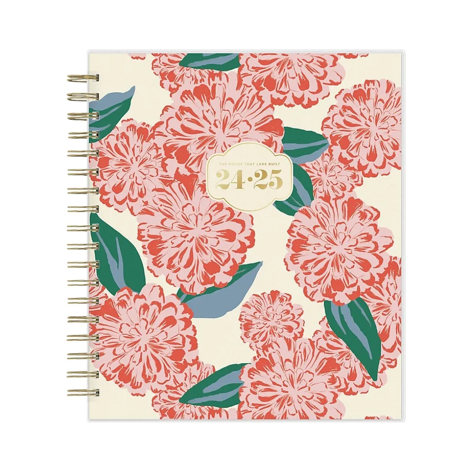 2024-2025 Blue Sky The House That Lars Built Gloria's Zinnias 8" x 10" Academic Daily & Monthly Planner, Plastic Cover