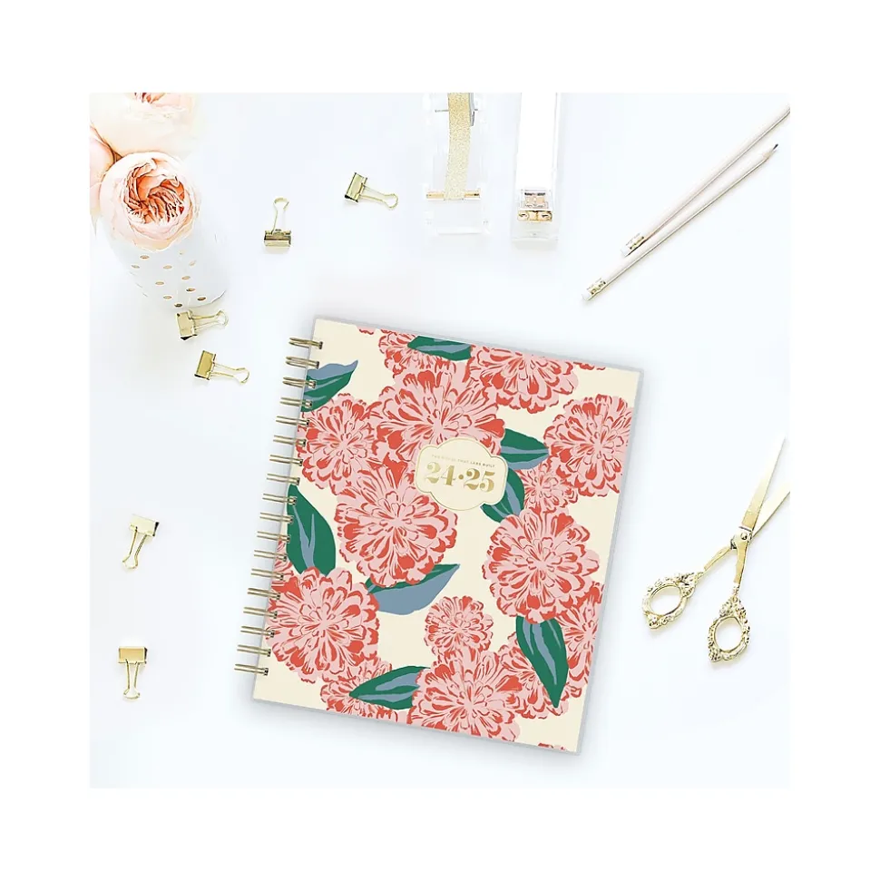 2024-2025 Blue Sky The House That Lars Built Gloria's Zinnias 8" x 10" Academic Daily & Monthly Planner, Plastic Cover