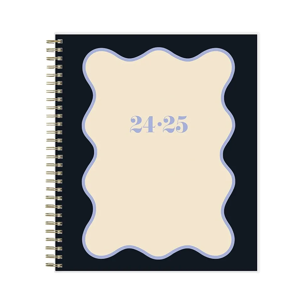 2024-2025 Blue Sky The House That Lars Built Wavy Black Frame 8" x 10" Academic Monthly Planner, Plastic Cover, Black/Beige