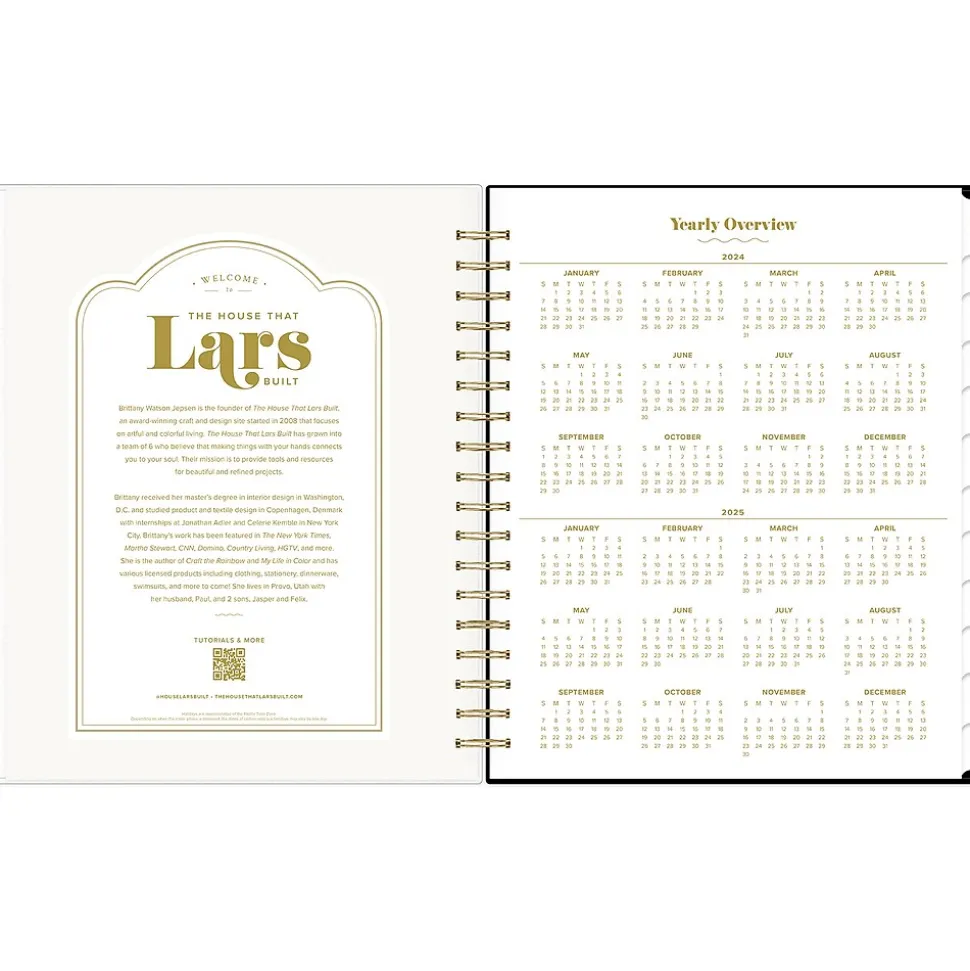 2024-2025 Blue Sky The House That Lars Built Wavy Black Frame 8" x 10" Academic Monthly Planner, Plastic Cover, Black/Beige