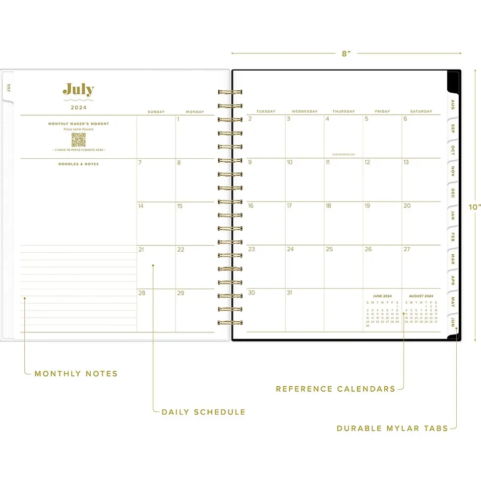 2024-2025 Blue Sky The House That Lars Built Wavy Black Frame 8" x 10" Academic Monthly Planner, Plastic Cover, Black/Beige