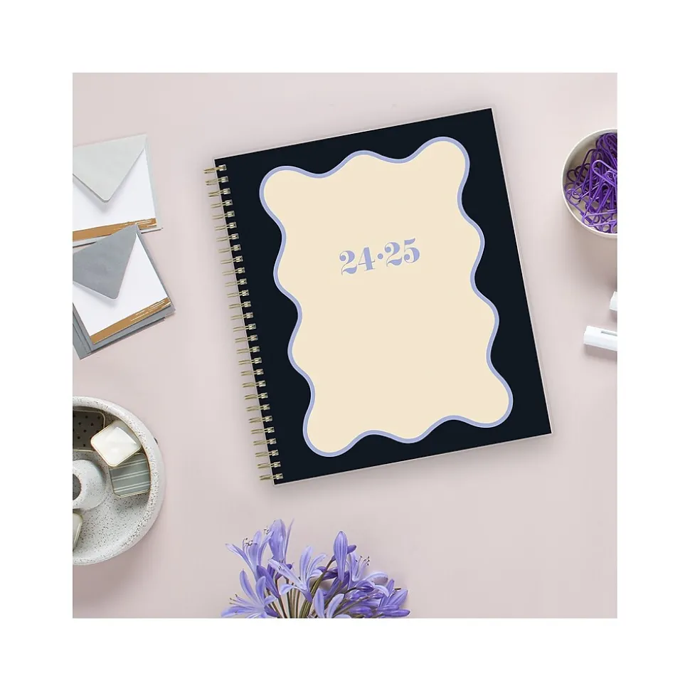 2024-2025 Blue Sky The House That Lars Built Wavy Black Frame 8" x 10" Academic Monthly Planner, Plastic Cover, Black/Beige