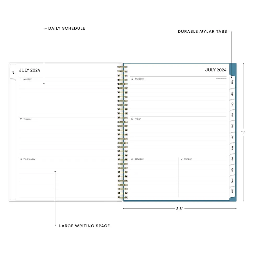 2024-2025 Blue Sky Tropics Blue 8.5" x 11" Academic Weekly & Monthly Planner, Plastic Cover, Blue (149859)