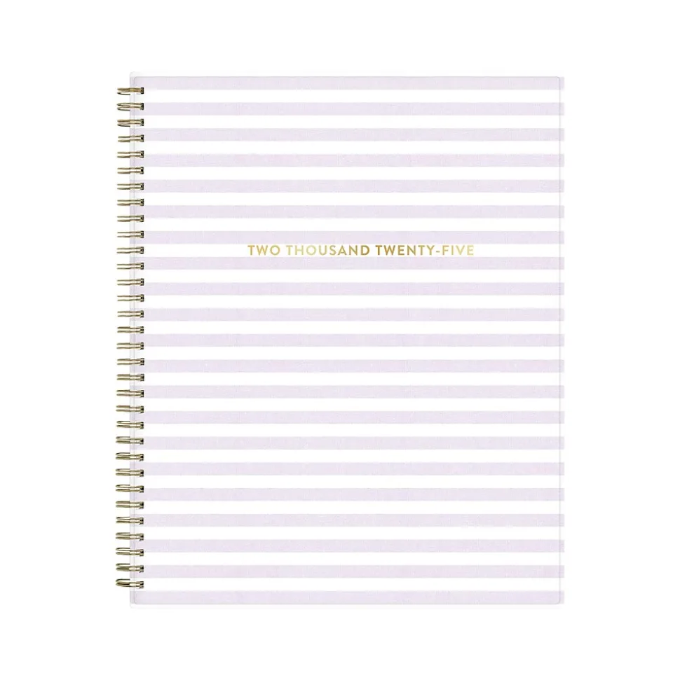 2025 Blue Sky Wednesday Stripe 8.5" x 11" Weekly & Monthly Planner, Plastic Cover, Purple/White (147943)