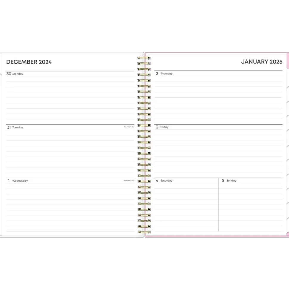 2025 Blue Sky Wednesday Stripe 8.5" x 11" Weekly & Monthly Planner, Plastic Cover, Purple/White (147943)