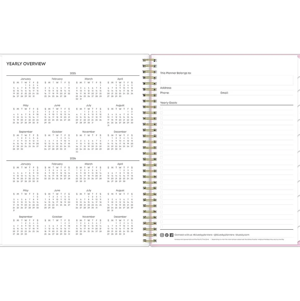 2025 Blue Sky Wednesday Stripe 8.5" x 11" Weekly & Monthly Planner, Plastic Cover, Purple/White (147943)