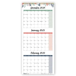 2025 Blueline 12.25" x 27" Three-Month Wall Calendar, Multicolor (C171129)