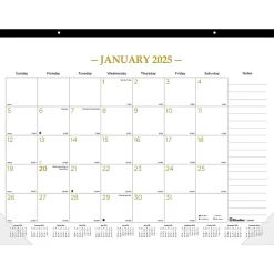 2025 Blueline Colorful 22" x 17" Monthly Desk Pad Calendar, White/Gold (100024-25)