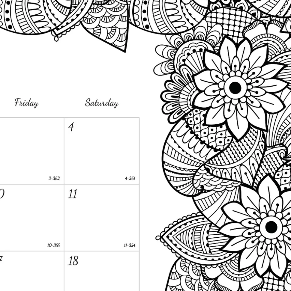 2025 Blueline DoodlePlan Botanica 22" x 17" Monthly Coloring Desk Pad Calendar, White/Black (C2917311)