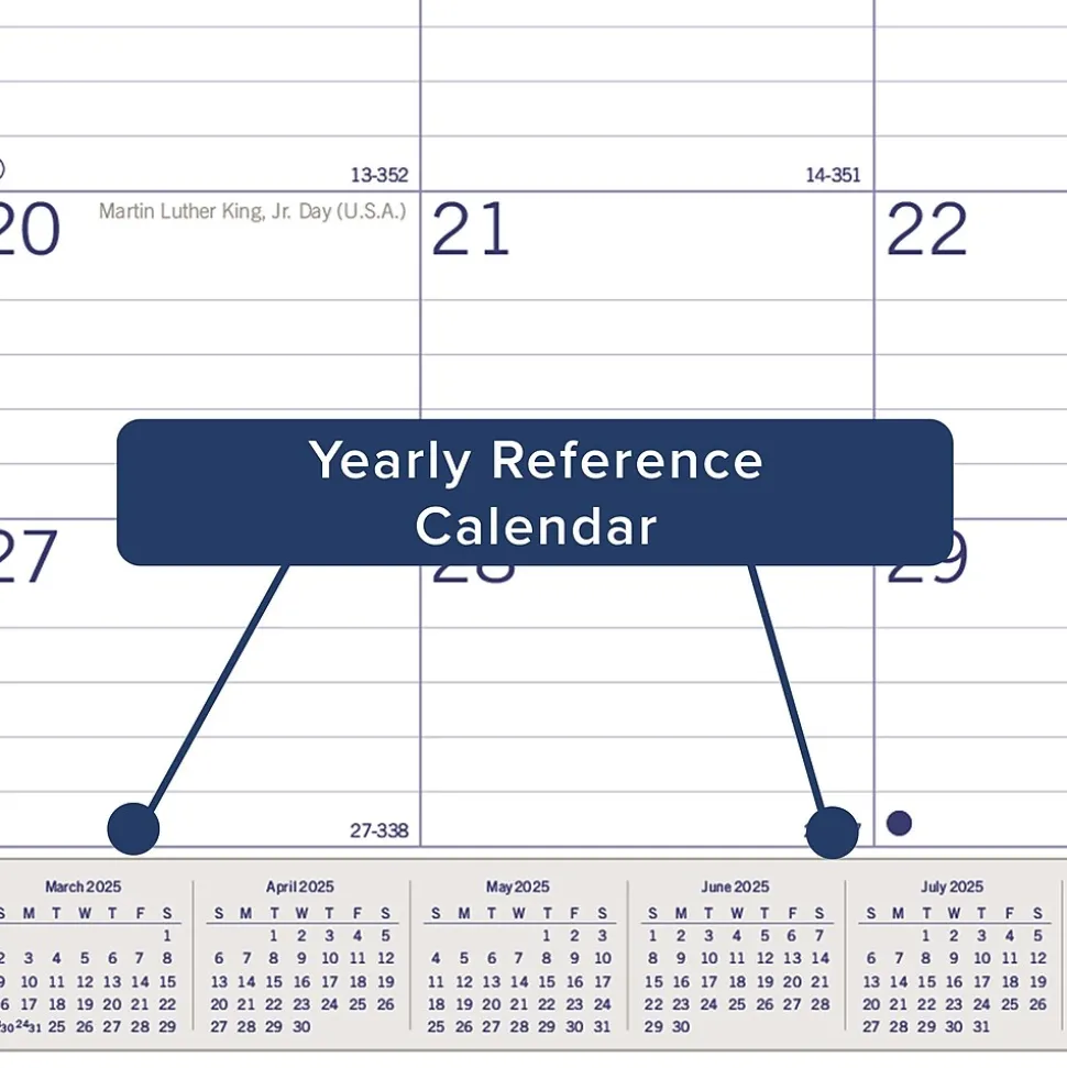 2025 Blueline DuraGlobe 22" x 17" Monthly Desk Pad Calendar, White/Blue (C177227)