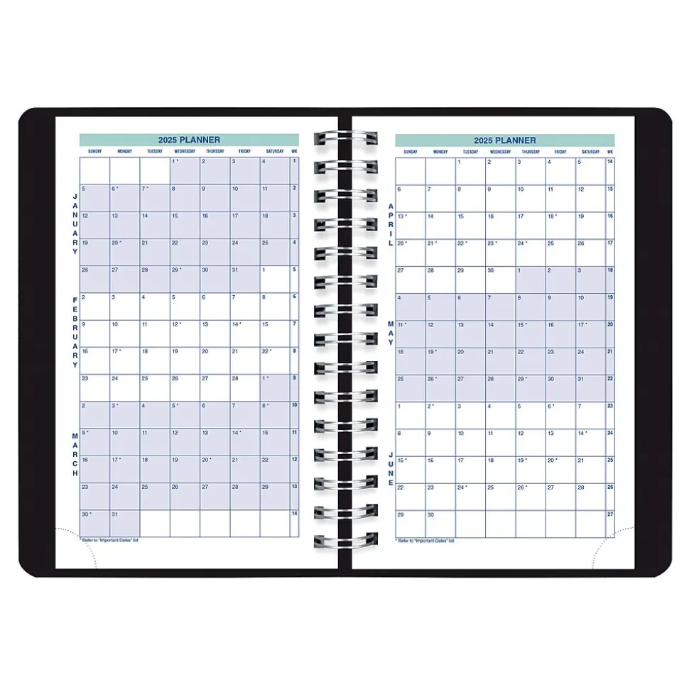 2025 Blueline Plan & Link 5" x 8" Daily Appointment Book, Faux Leather Cover, Black (C1504W.81)