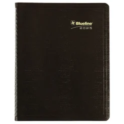 2025 Blueline Plan & Link 7.25" x 9.25" Monthly Planner, Faux Leather Cover, Black (C1200.81T)