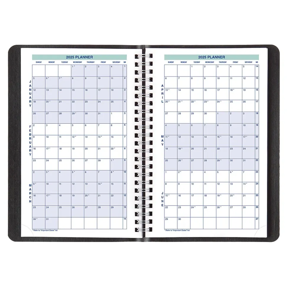 2025 Blueline Plan & Link 5" x 8" Weekly Appointment Book, Faux Leather Cover, Black (C5075.81T)
